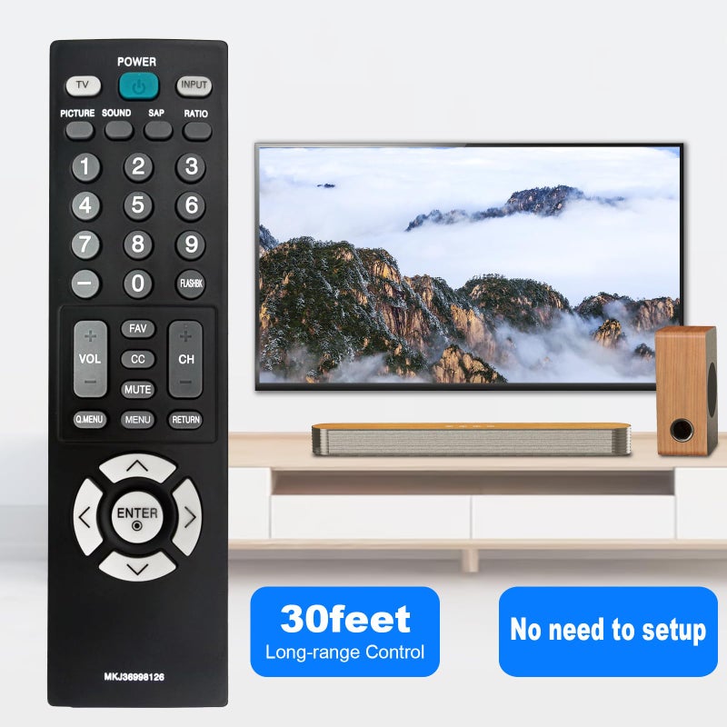 Vinabty New MKJ36998105 Replace Remote fit for LG LCD TV 26LG30-UA 19LG31 22LG31 37LG30 2630 22LG30 26LG30 22LF10 19LF10C 19LF10 19LG30 19LG31 22LG30 22LG31 22LG30DC 26LG30 26LG30DC 42LB50C 42LB5DC 42LC50C - Image 2